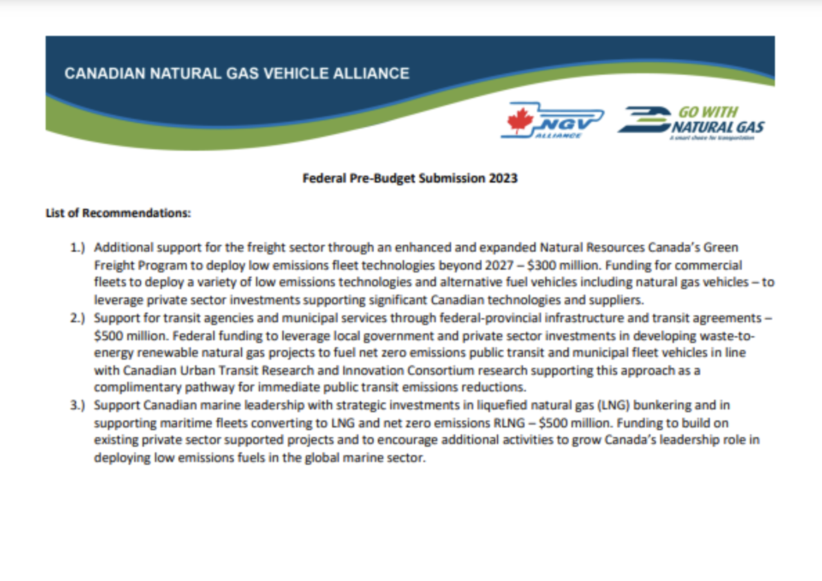 CNGVA 2023 Federal Pre-Budget Submission
